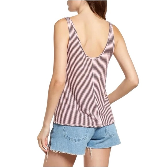 Rag & Bone Michal Linen Blend Tank Top in Burgundy Multi Striped - Picture 3 of 10